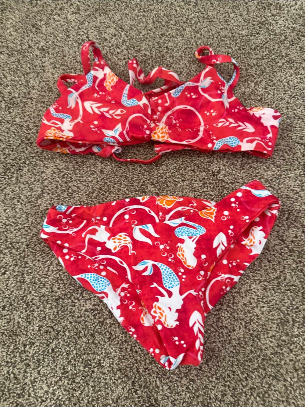 Red Mermaid Print Bikini Set - Women